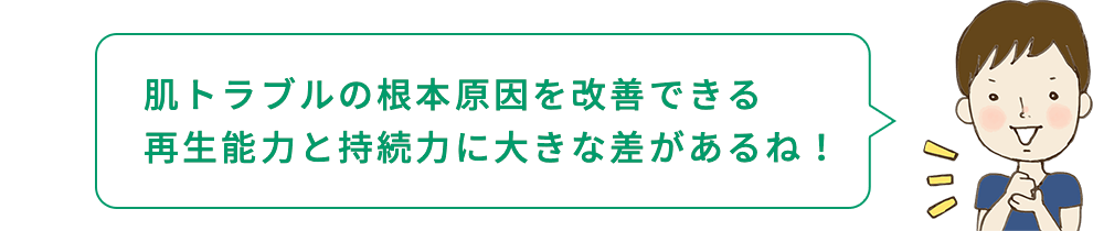 坂本くん「肌トラブルの根本原因を改善できる再生能力と持続力に大きな差があるね！」